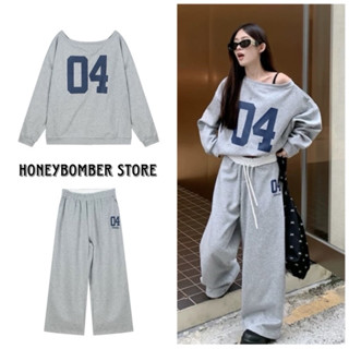 Set Đồ Bộ Nỉ Trễ Vai Xám 04 [FREESHIP]🌸Bộ Nỉ Nữ Form Rộng Quần Suông Phong Cách Ulzzang🌸