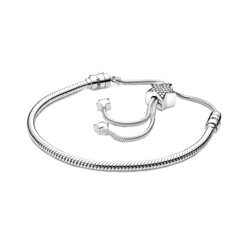 CHÍNH HÃNG - Pandora Moments Bracelet (Star Clasp, Silver Sterling) - Vòng/lắc tay bạc 925, khoá ngô