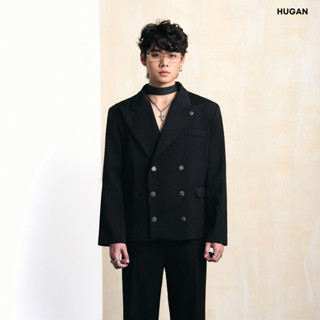 Áo vest nam Blazer nam thiết kế croptop from rộng 2 lớp HUGAN STORE