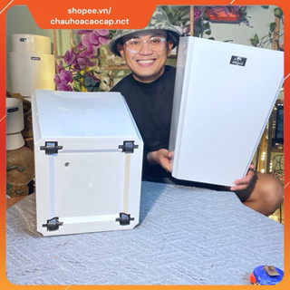  Chậu nhựa trắng vuông cao chậu nhựa có bánh xe. Chậu nhựa nhập khẩu dày dặn chậu trồng cây được nhiều đất 