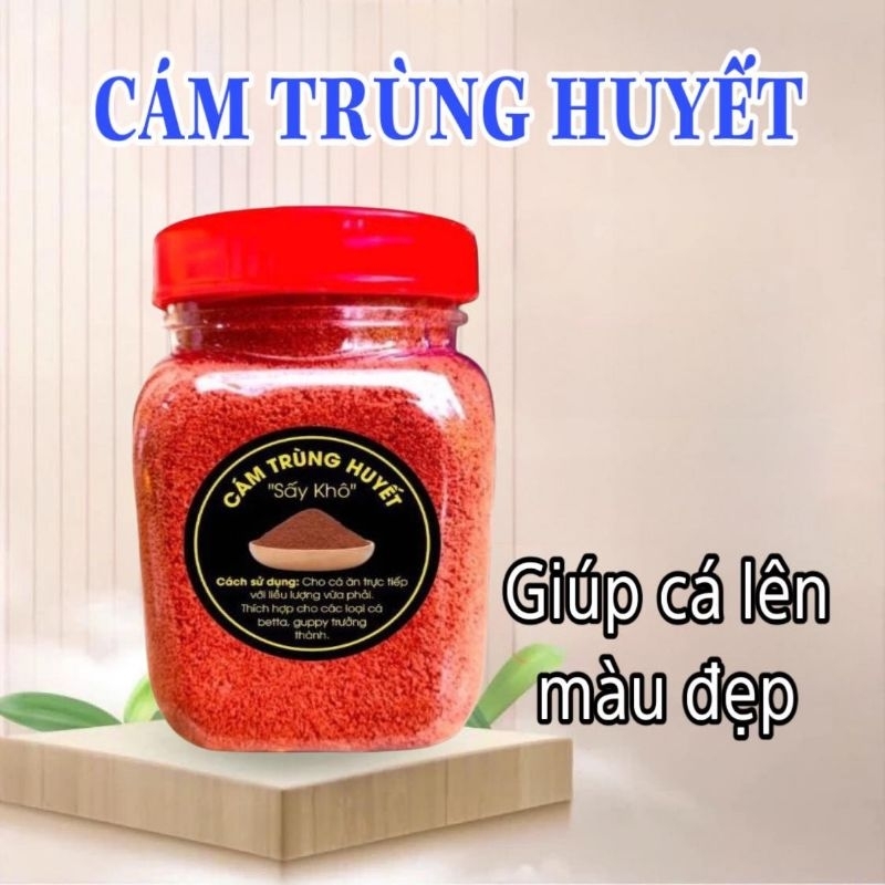 Cám Trùng Huyết sấy khô giúp kích màu cho cá, thức ăn dành cho guppy, betta...trưởng thành