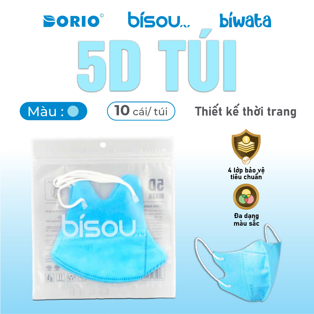 Túi 10c khẩu trang cao cấp 5D Bisou