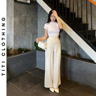  Quần vải ống suông quần suông ống rộng quần ống suông cạp cao quần suông vải quần tây ống rộng quần dài nữ ống suông 