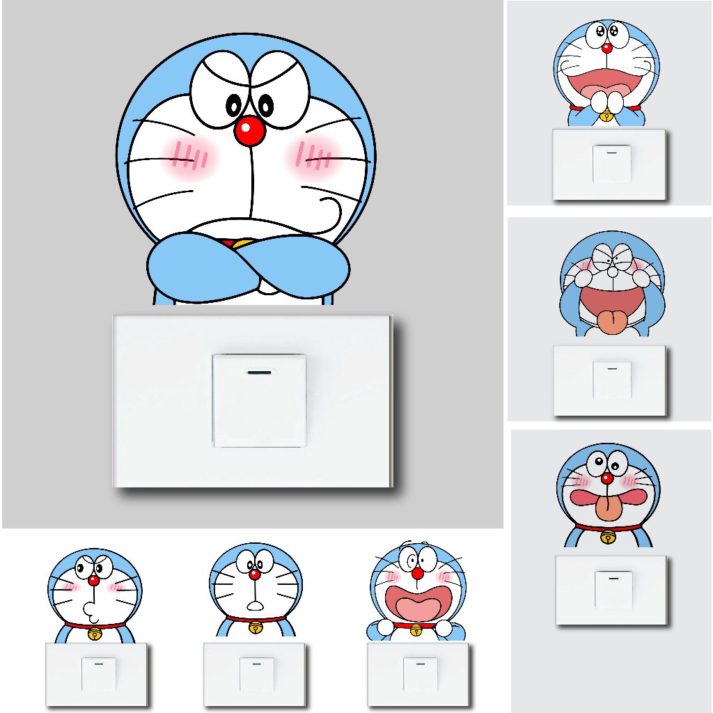 Decal dán ổ điện, sticker trang trí Doraemon dễ thương