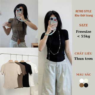 Áo thun trơn cổ cao cộc tay - Retrostyle - Aocolo228_P0K10
