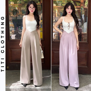  Quần suông ống rộng quần ống suông cạp cao quần suông vải quần tây ống rộng quần dài nữ ống suông mã T20 