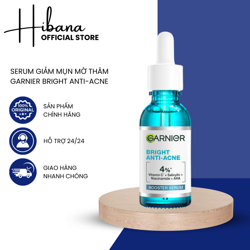 Serum Garnier Naturals Bright Complete Anti-Acne Booster  Giảm Mụn Mờ Thâm Cho Da Dầu, Mụn 30ml