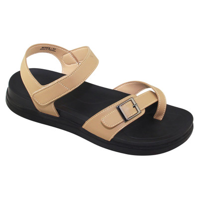 Sandal đế bằng nữ Bita's SHANA.08 (Nâu Kaki + Trắng + Vàng + Đen)