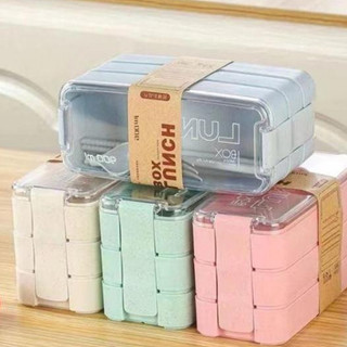 Hộp Cơm Lúa Mạch Pastel 3 Tầng Cao Cấp 900ml