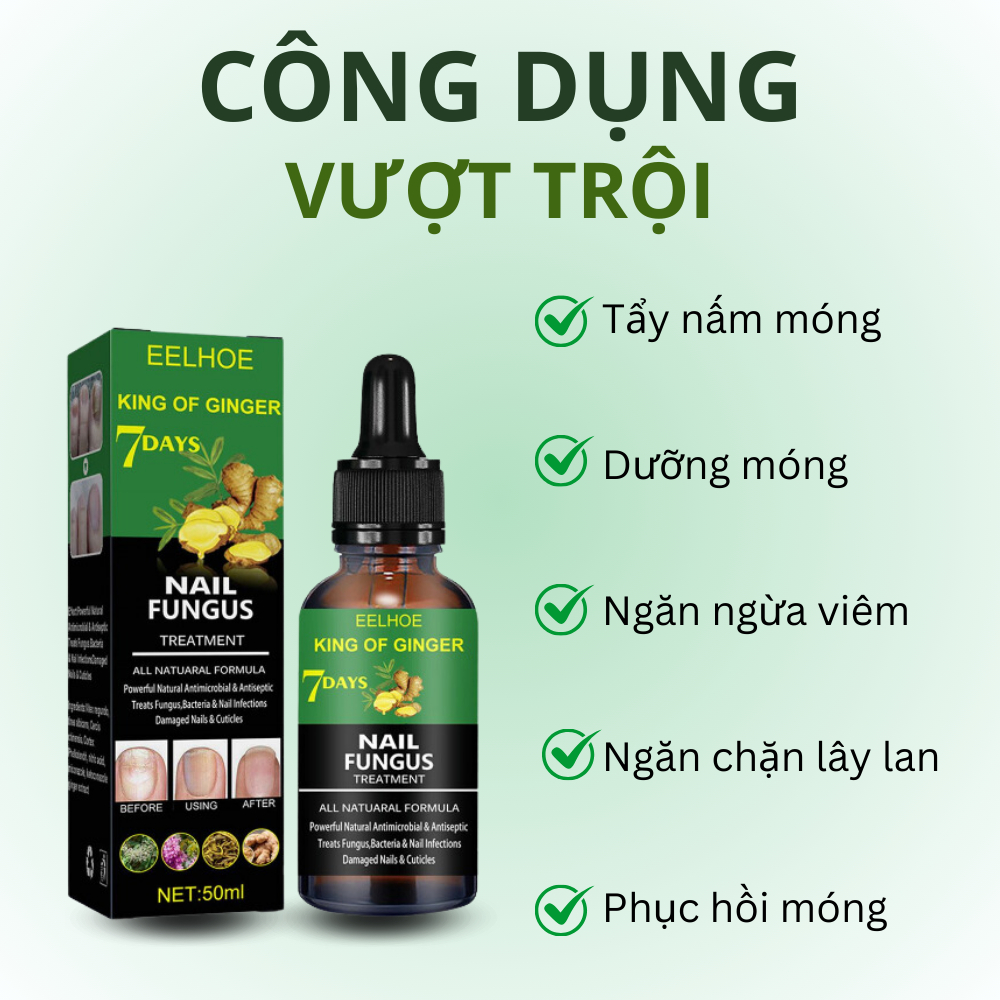 TINH CHẤT LOẠI BỎ NẤM MÓNG CHÂN TAY GINGER EELHOE 7 NGÀY 50ML, SERUM XỬ LÍ TRIỆT ĐỂ NẤM MÓNG, THỐI MÓNG| Moska Shop
