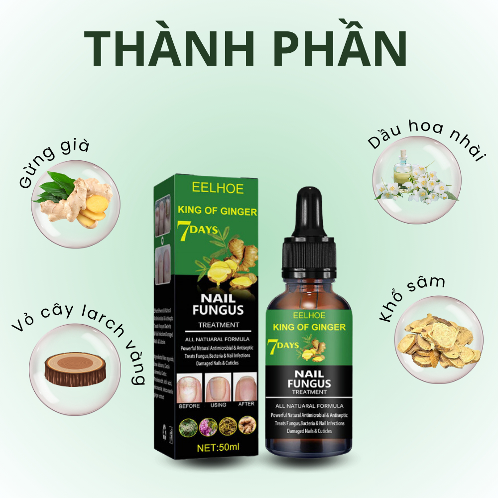TINH CHẤT LOẠI BỎ NẤM MÓNG CHÂN TAY GINGER EELHOE 7 NGÀY 50ML, SERUM XỬ LÍ TRIỆT ĐỂ NẤM MÓNG, THỐI MÓNG| Moska Shop