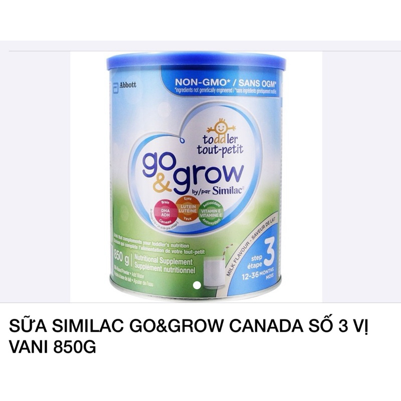 (Air date 2/2025) Sữa Similac Go & Grow Canada số 3 lon 850g