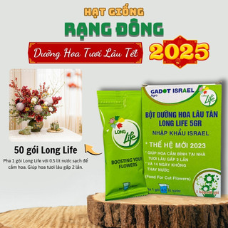  Dưỡng hoa tươi lâu Long Life  combo 50 gói  - dinh dưỡng giữ hoa lâu tàn lên đến 14 ngày - Hạt giống Rạng Đông 