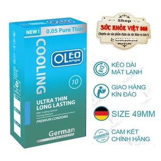 Bao cao su Oleo Cooling size 49 mát lạnh kéo dài thời gian hộp 10 cái