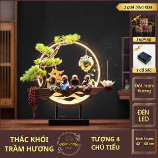 THÁC KHÓI TRẦM HƯƠNG TỨ TIỂU VỌNG NGUYỆT ĐÈN LED XÔNG TRẦM Decor Bàn Trà Làm Quà Tặng