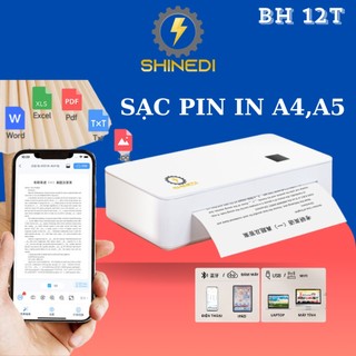  Máy in nhiệt mini bluetooth A4LE SHINEDI in khổ A4,A5 sạc pin như điện thoại nhỏ gọn dễ mang theo in 