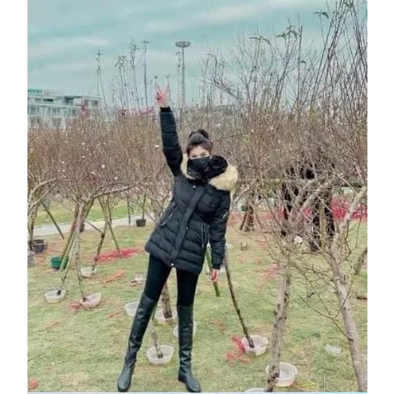 Áo phao zara dáng parka màu đen túi khóa