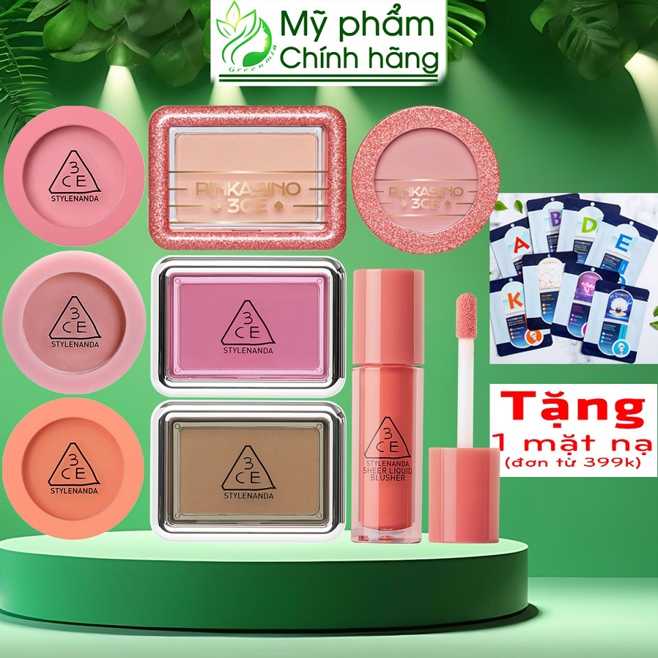Phấn Má Hồng 3Ce Mood Recipe New Take Face Blush Rose Beige Mono Pink Peach Splash Delectable [Check Hidden Tag]