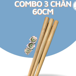 Combo 3 chân gỗ có gắn ốc vặn ren dài 60cm, dùng làm chân ghế, chân bàn trà, bàn me tây. TẶNG KÈM pad sắt khi mua chân