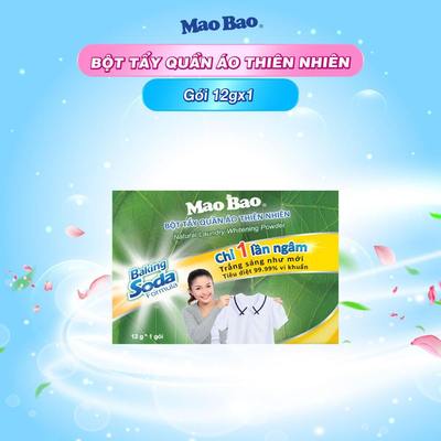 [Date 10.2027] Bột Tẩy Quần Áo Thiên Nhiên Mao Bao 12g - Loại Bỏ Vết Ố Vàng, An Toàn