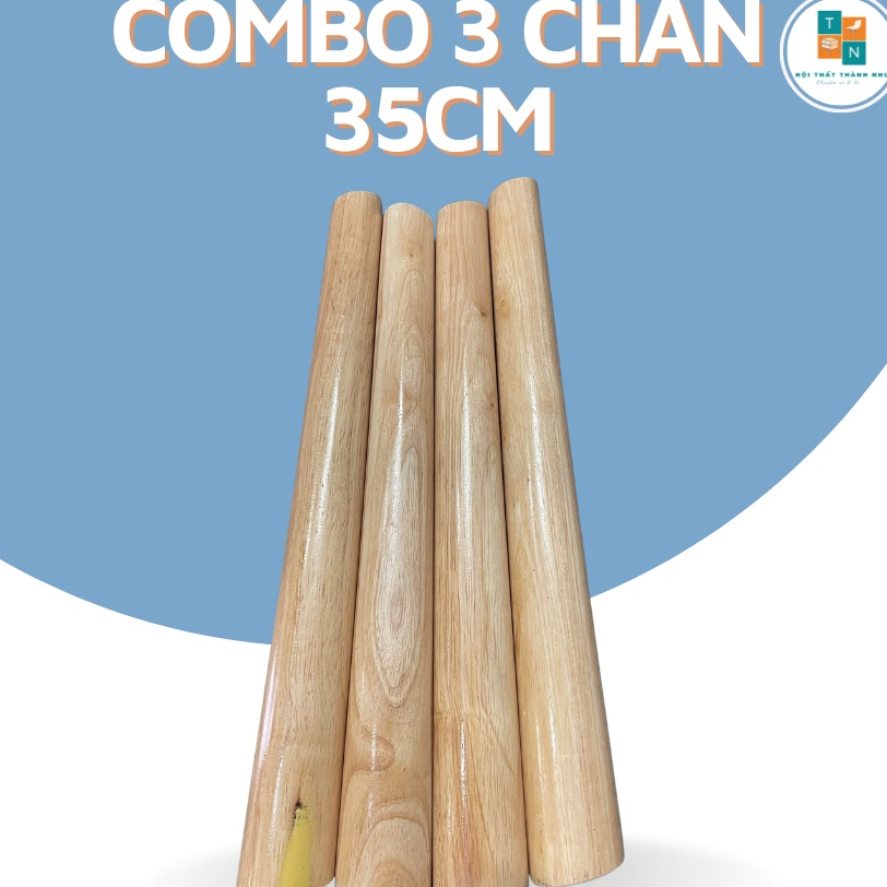 Combo 3 chân gỗ dài 35cm, dùng làm chân ghế sofa, kệ tủ, ghế đôn,... TẶNG KÈM pad sắt khi mua chân