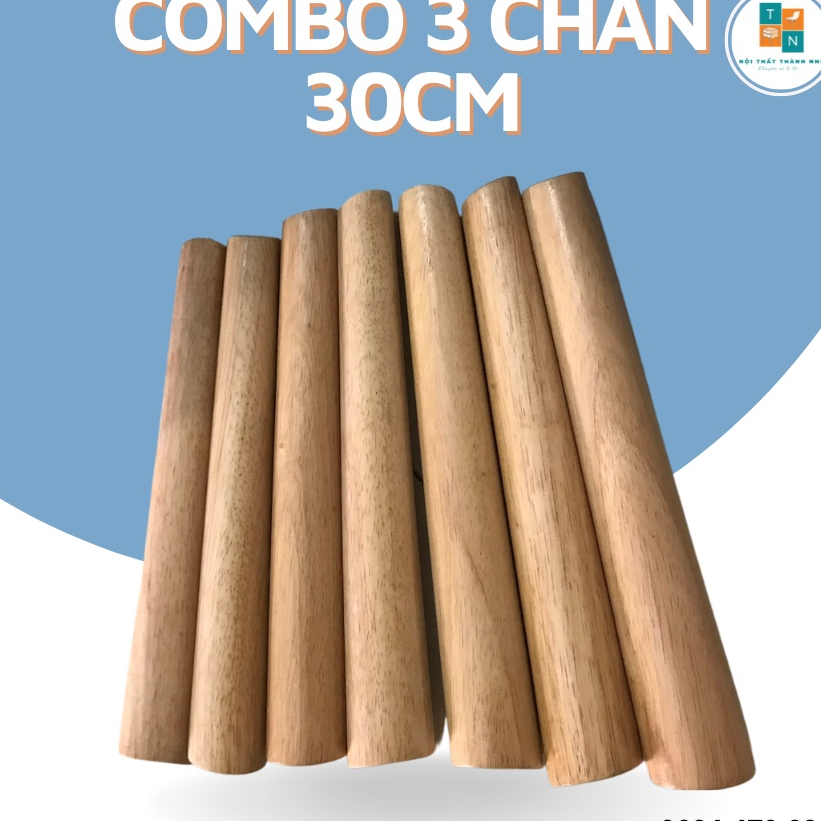 Combo 3 chân gỗ dài 30cm, dùng làm chân ghế sofa, kệ tủ, ghế đôn,... TẶNG KÈM pad sắt khi mua chân