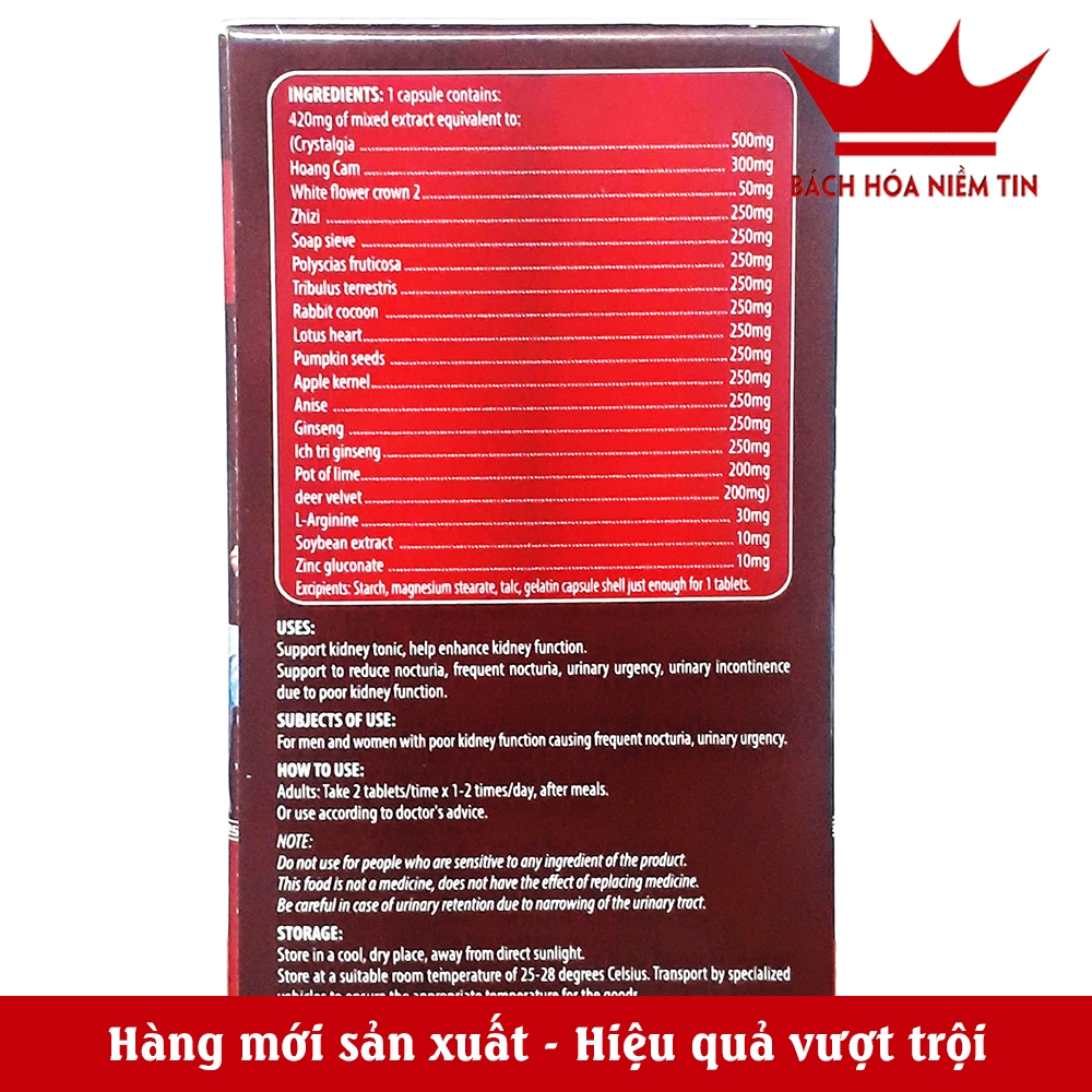Viên uống bổ thận giảm tiểu đêm Sâm Nhung GinSeng - hộp 30 viên thành phần thảo dược, giảm tiểu nhiều lần