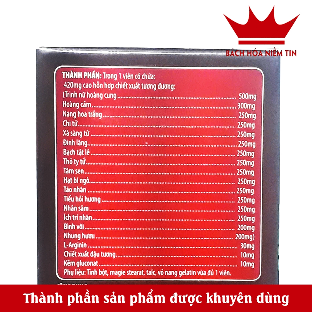 Viên uống bổ thận giảm tiểu đêm Sâm Nhung GinSeng - hộp 30 viên thành phần thảo dược, giảm tiểu nhiều lần