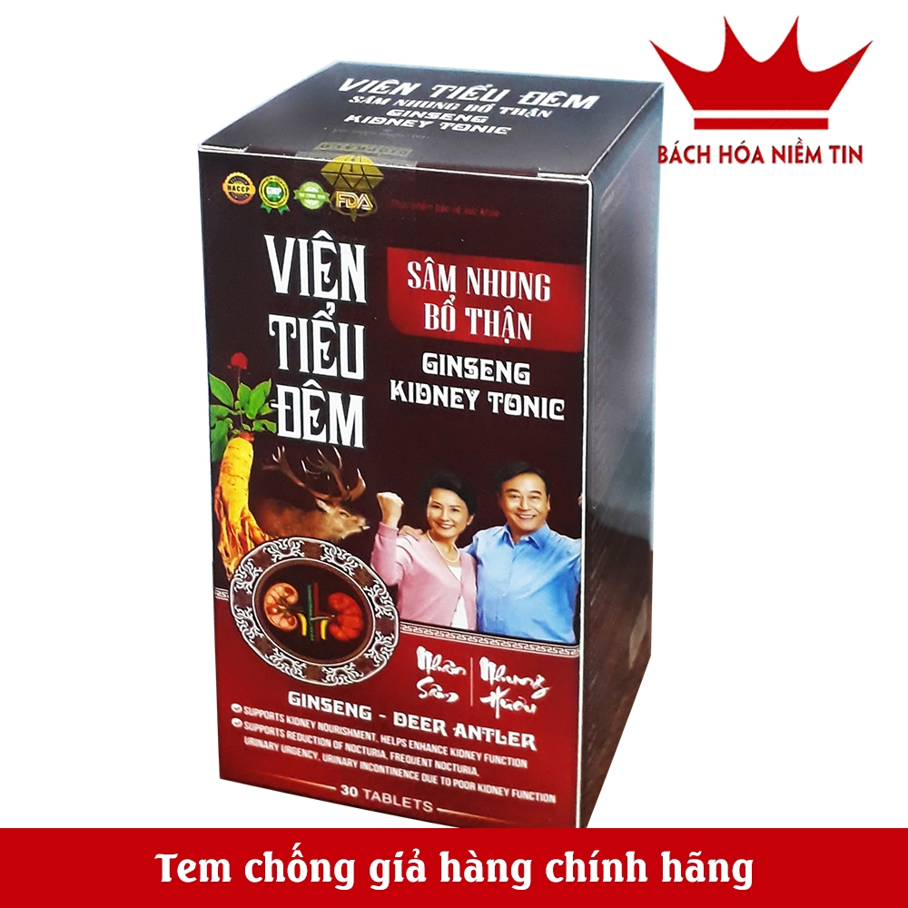 Viên uống bổ thận giảm tiểu đêm Sâm Nhung GinSeng - hộp 30 viên thành phần thảo dược, giảm tiểu nhiều lần