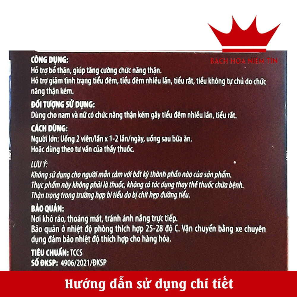 Viên uống bổ thận giảm tiểu đêm Sâm Nhung GinSeng - hộp 30 viên thành phần thảo dược, giảm tiểu nhiều lần