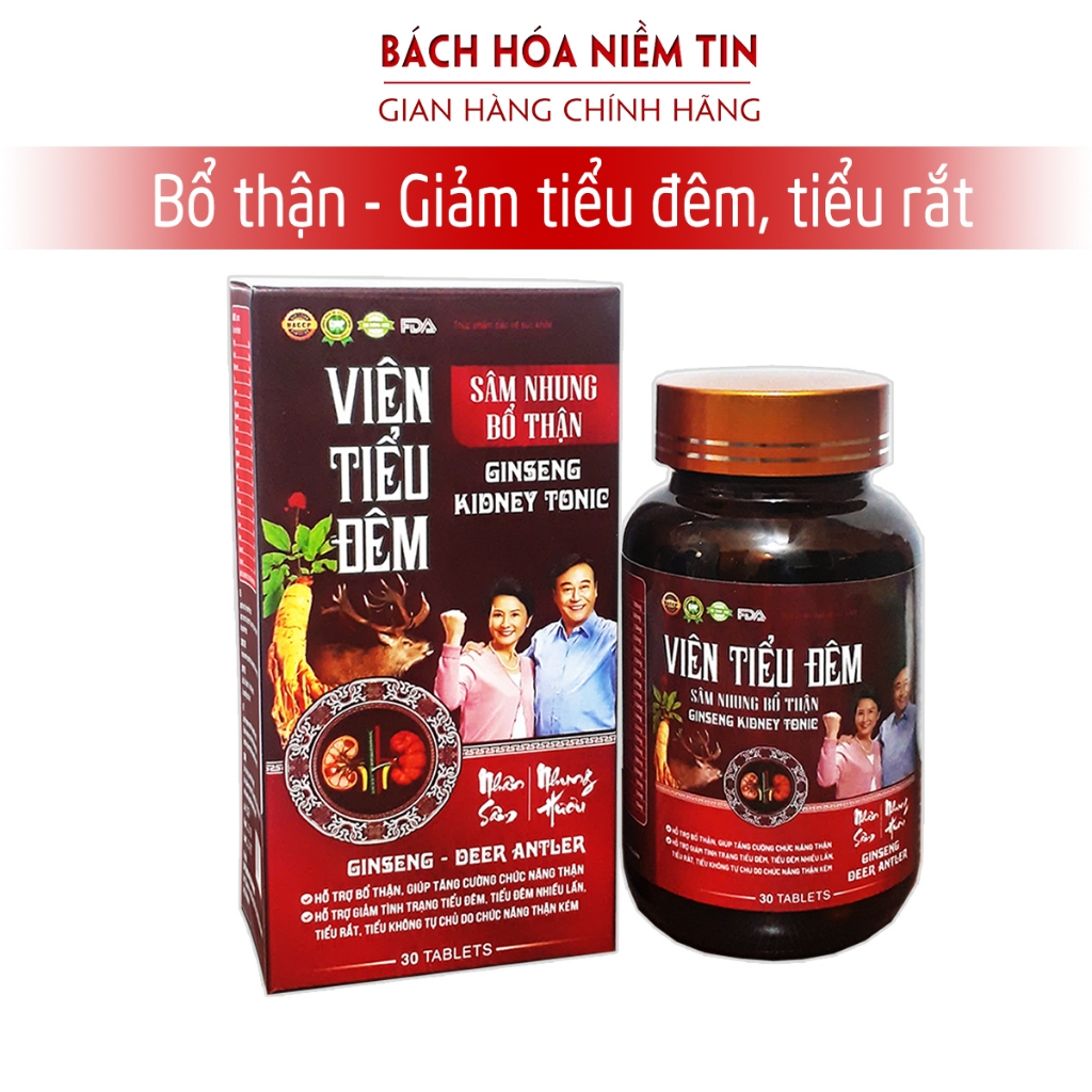 Viên uống bổ thận giảm tiểu đêm Sâm Nhung GinSeng - hộp 30 viên thành phần thảo dược, giảm tiểu nhiều lần