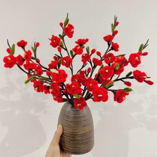    10 Cành   Set nguyên liệu hoa mai hoa đào hướng dương bằng kẽm nhung dùng trang trí Tết - Phụ kiện kẽm nhung làm hoa 