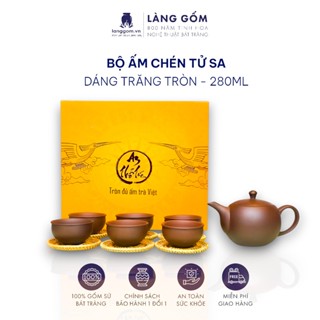 Ấm tử sa Cao Cấp dùng để pha trà, trà đạo phong cách cổ điển, gốm sứ Bát Tràng cao cấp - LÀNG GỐM  - HÀNG CHUẨN LOẠI 1