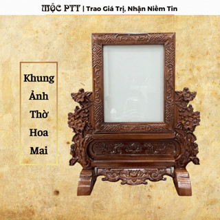  Khung Ảnh Thờ Hoa Mai gỗ Hương Đá màu Óc Chó cỡ ảnh 20 x 25 20 x 30 25 x 35 cm 