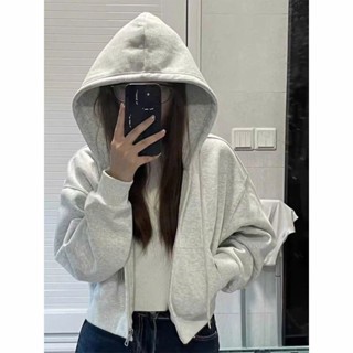 Áo khoác nỉ croptop ,áo hoodie zip dày dặn form boxy mũ to dáng ngắn kiểu dáng basic phong cách Hàn