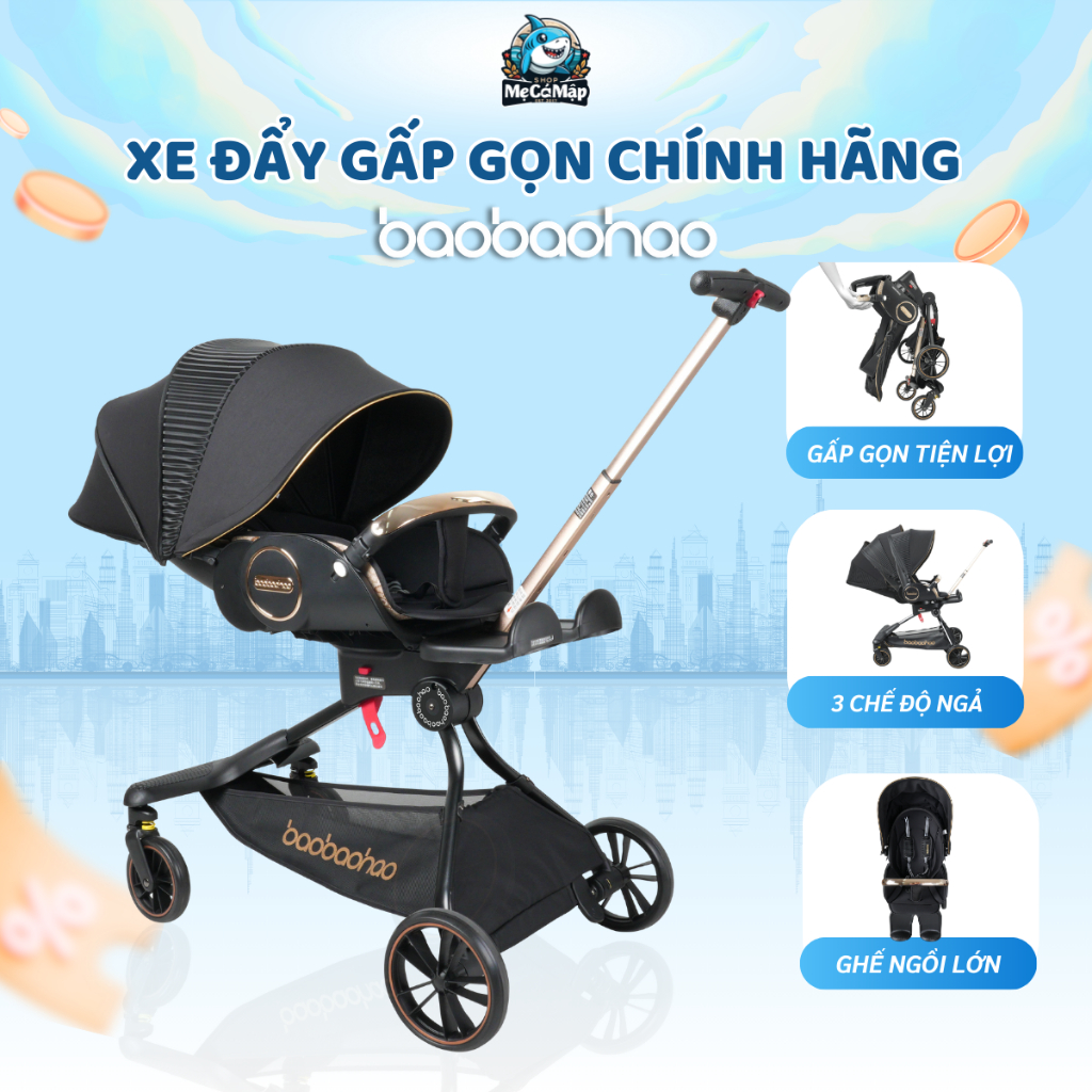 Xe Đẩy Cho Bé Baobaohao V9-C Chính Hãng, Xe Đẩy Gấp Gọn 2 Chiều Trọng Lượng Nhẹ, Khoang Ngồi Lớn