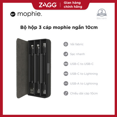 Bộ hộp 3 cáp MFi ngắn 10cm đa dụng - mophie Apple cable kit