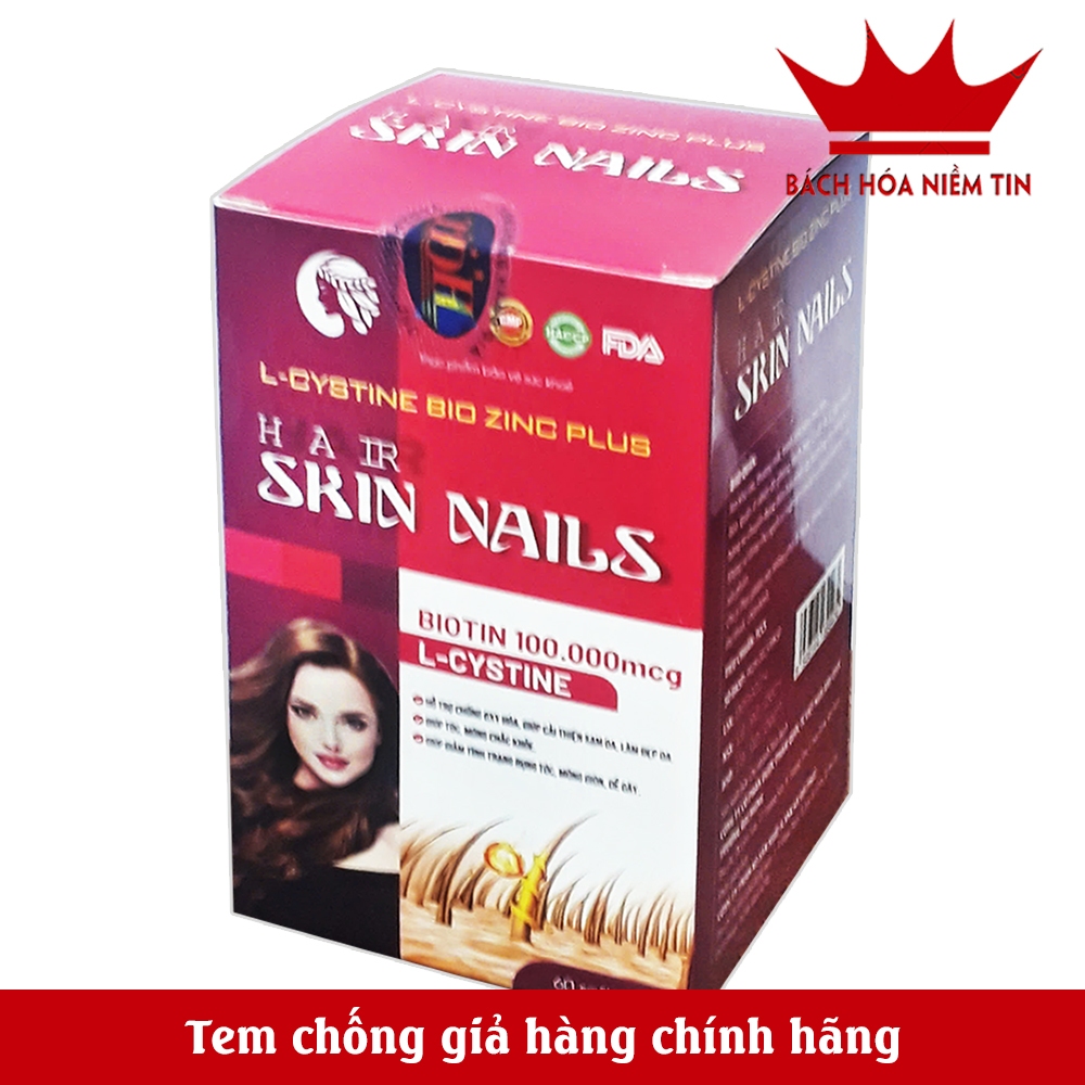 Viên uống ngăn rụng tóc Hair Skin Nails Biotin Lcystine - giúp nhanh mọc tóc, tóc mềm mượt, giảm khô xơ - hộp 60 viên