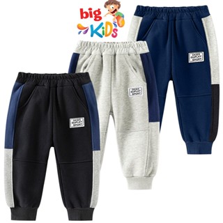 Quần nỉ lót lông bé trai BIGKIDS quần dài bé trai lót bông thu đông phong cách Hàn Quốc cho trẻ em