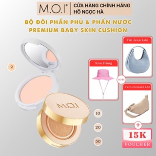 [Tặng quà] Bộ Đôi Phấn Nước Cushion Premium Và Phấn Phủ Powder Hồ Ngọc Hà MOI Cosmetics