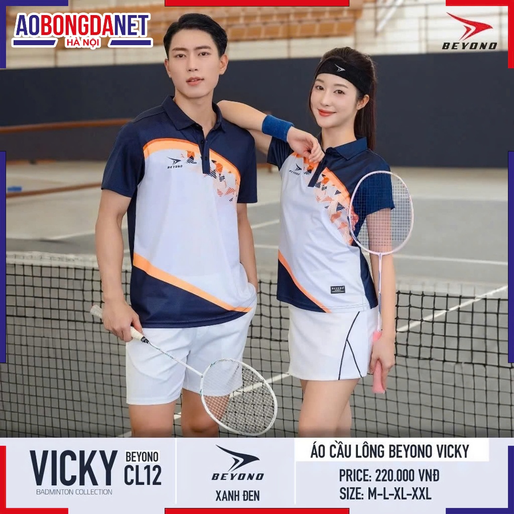 Áo Cầu Lông Nam Nữ Beyono Vicky CL12 Chính Hãng, Áo Thể Thao Pickleball Co Giãn Thấm Hút