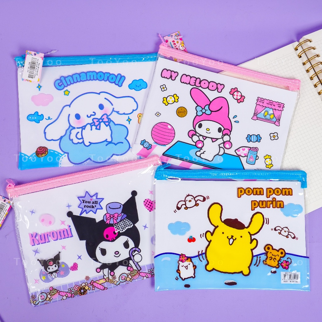 Bóp viết trong suốt Cinnamoroll, Kuromi, Melody, Pompomburin Sanrio dễ thương cute TooYoo BK01152