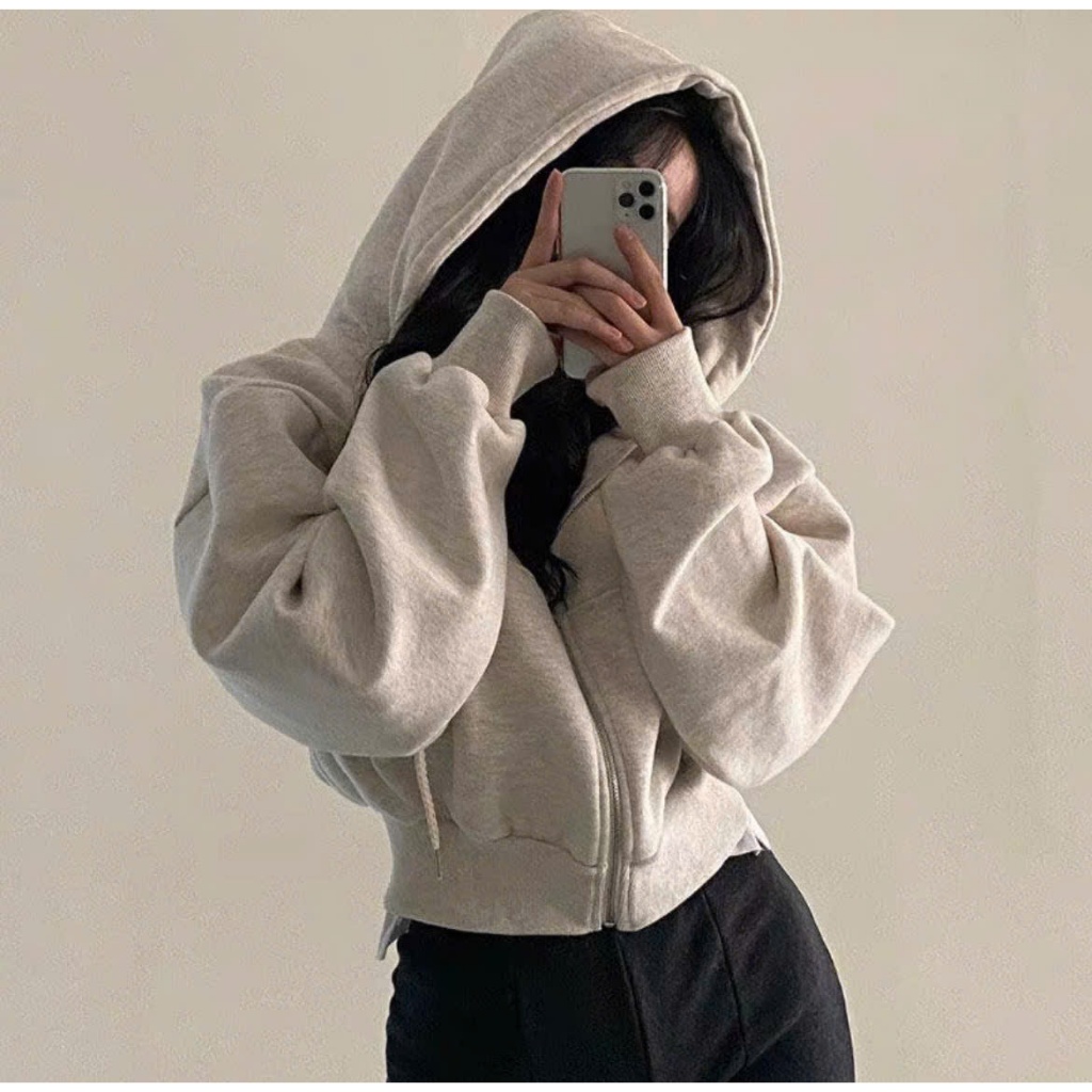 Áo khoác nỉ croptop Hàn Quốc