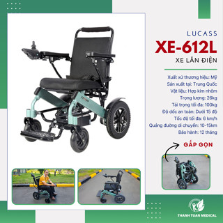 Xe lăn điện Lucass XE-612L thông minh gấp gọn - Phiên bản Pinlithium nhẹ nhất