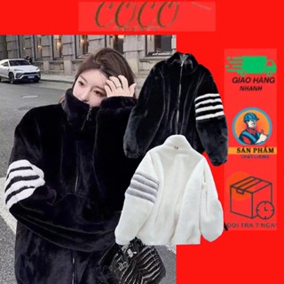  Áo Khoác Lông Thome Lông Cừu Hoạ Tiết Tay 4 Sọc Lông xịn mượt siêu ấm  Áo Lông Phong Cách Hàn Quốc nam nữ mặc cực chât 