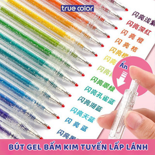  Set 36 màu bút gel kim tuyến lấp lánh bút đánh dấu bút highlight bullet journal - Bút gel bấm ánh kim nhiều màu sắc 