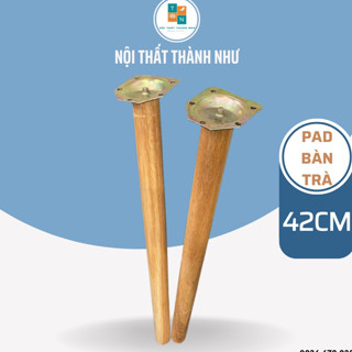 Chân gỗ có gắn ốc vặn ren dài 42cm, dùng làm chân ghế, chân bàn trà, bàn me tây. TẶNG KÈM pad sắt khi mua chân gỗ