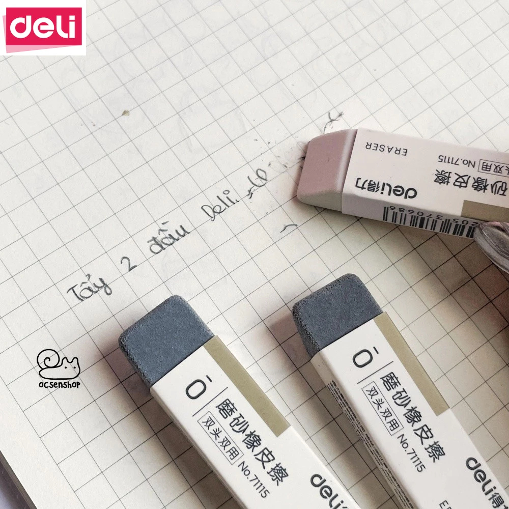  Gôm tẩy 2 đầu Deli 71115   Gôm tẩy bút mực và tẩy chì   Tẩy hai đầu 71115 CÓ THỂ tẩy mực máy in 