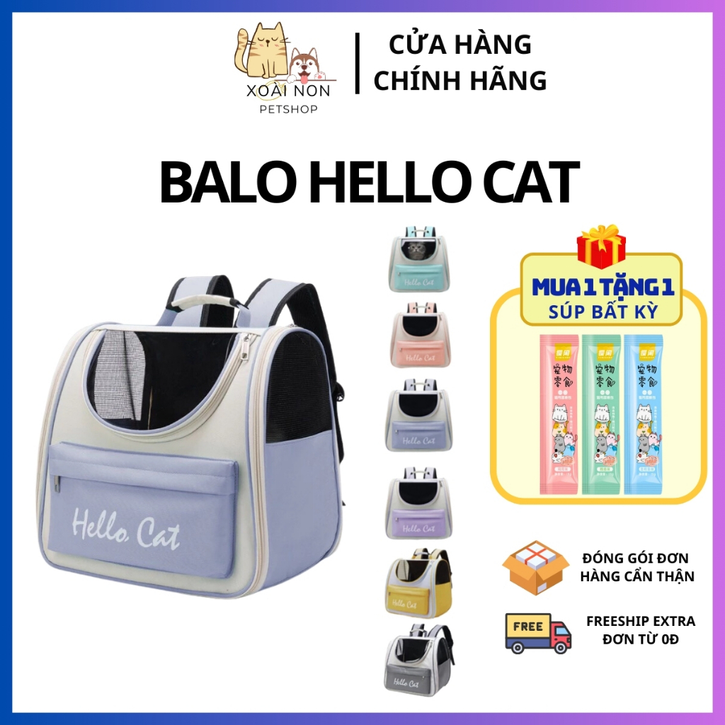 Balo Cho Chó Mèo Thú Cưng Hello Cat, Túi Vận Chuyển Chó Mèo, Hello Cat Vận Chuyển - Xoài Non Petshop