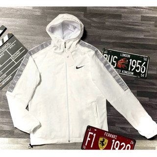 Áo Khoác Dù Nhẹ 2 Lớp Cao Cấp N I K E Thêu Có Mũ Trùm Màu Trắng Trơn Chống Nắng Áo Khoác Gió Nam Nữ Thể Thao Mr Bean